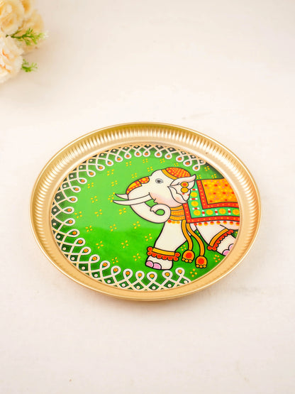Brass Plate with Elephant Print - 10 inch - WL5937-2