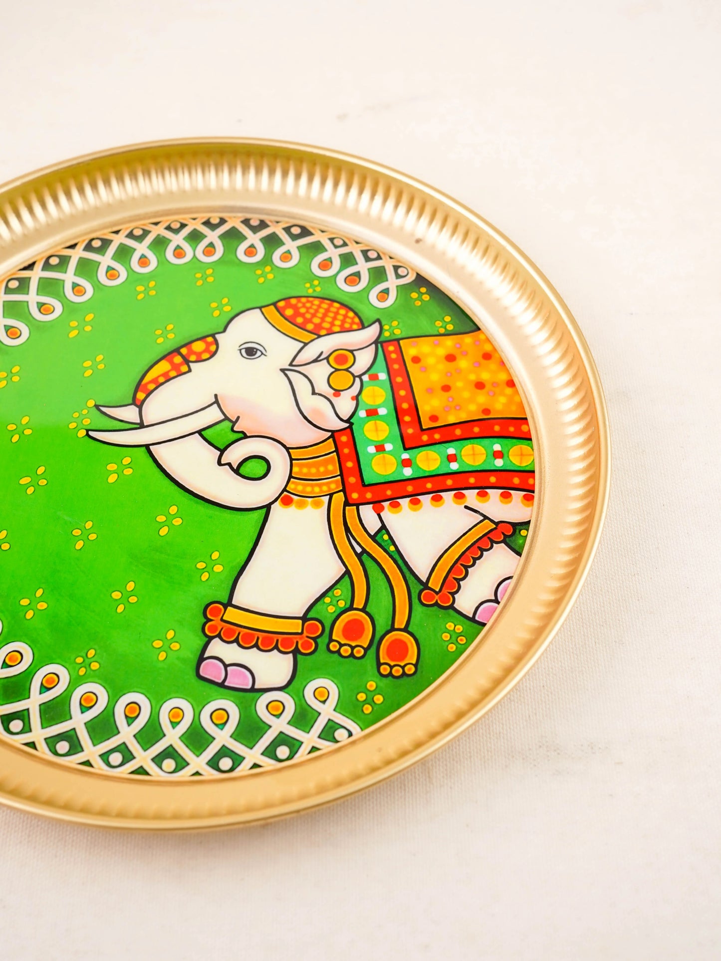 Brass Plate with Elephant Print - 10 inch - WL5937-2