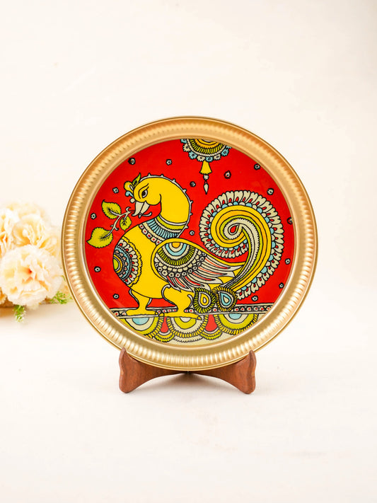 Brass Plate with Annapakshi Print - 10 inch - WL5937-4