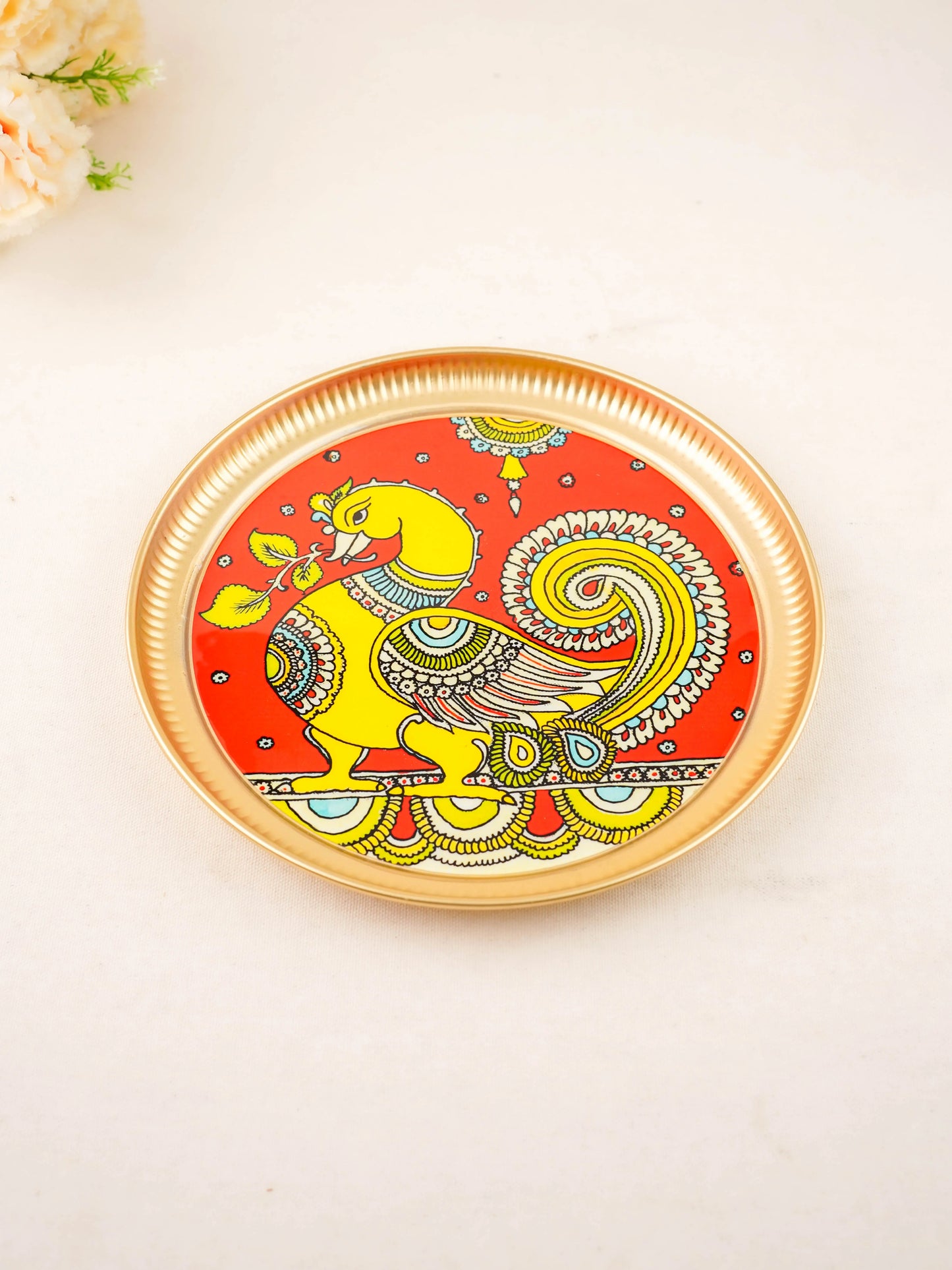 Brass Plate with Annapakshi Print - 10 inch - WL5937-4