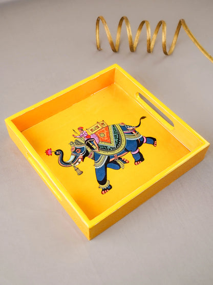 Elephant Print Square Tray - 8X8 inch - WL5940-3