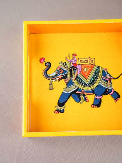 Elephant Print Square Tray - 8X8 inch - WL5940-3