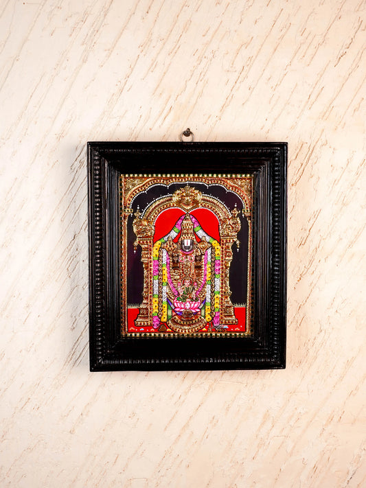 Tanjore Painting - Tirupati Balaji - Flat (Gold Foil) - 12x10 inch - WL5949