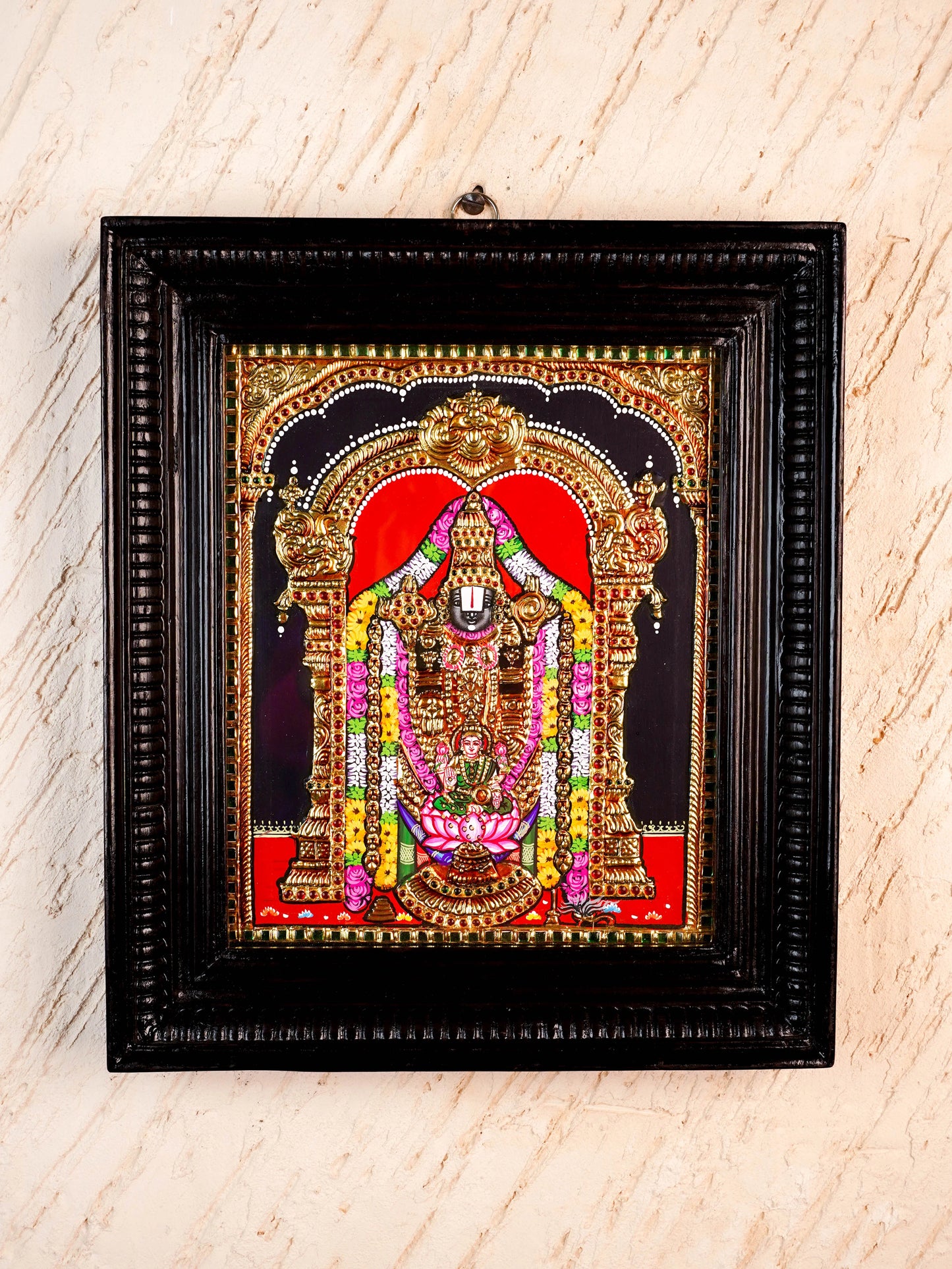 Tanjore Painting - Tirupati Balaji - Flat (Gold Foil) - 12x10 inch - WL5949