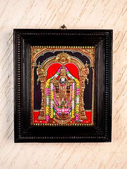 Tanjore Painting - Tirupati Balaji - Flat (Gold Foil) - 12x10 inch - WL5949
