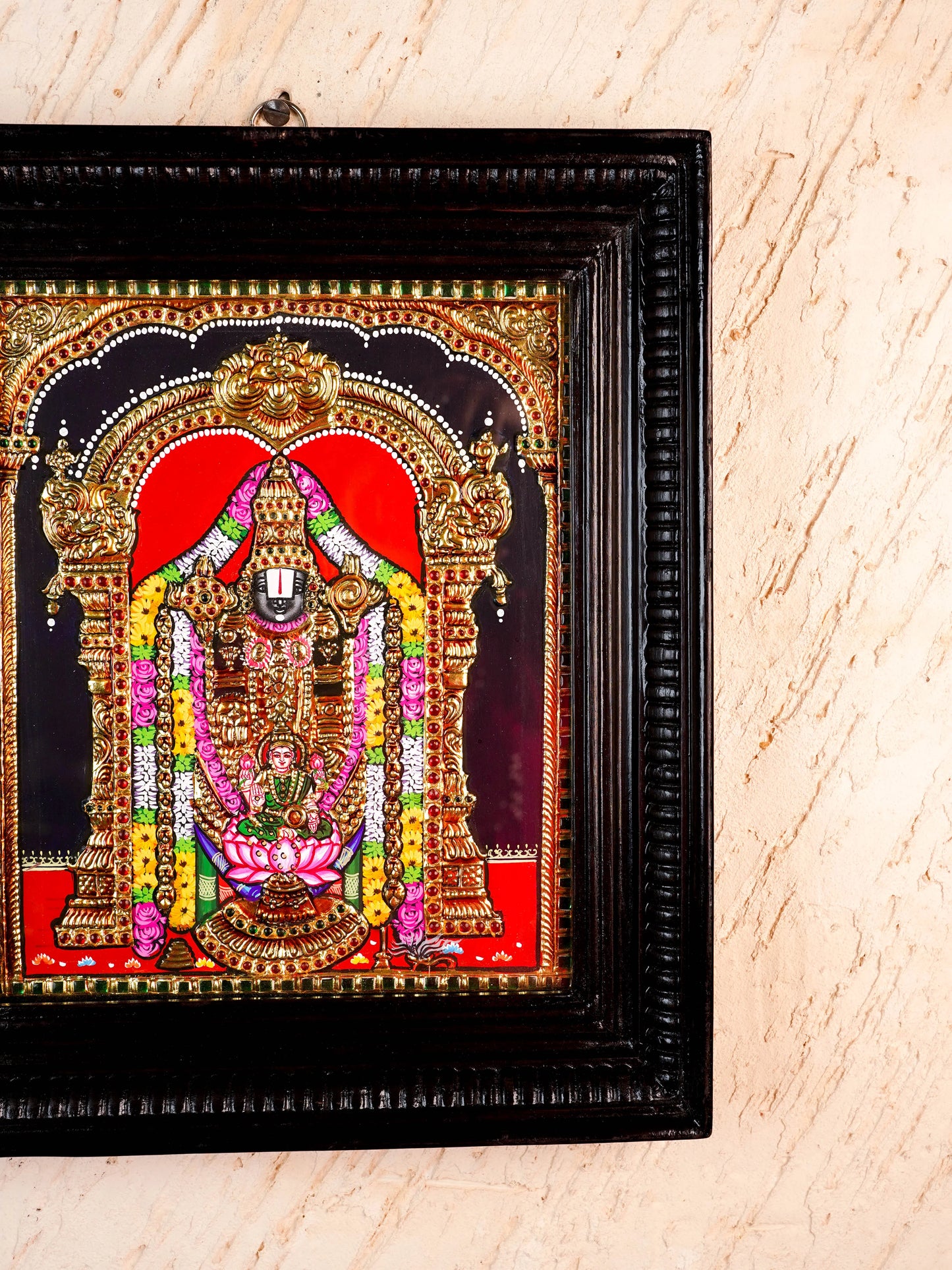 Tanjore Painting - Tirupati Balaji - Flat (Gold Foil) - 12x10 inch - WL5949