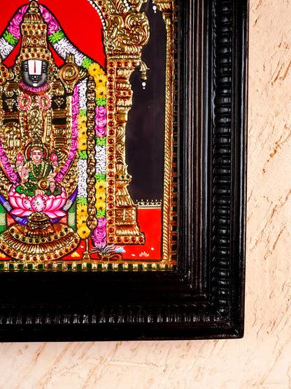 Tanjore Painting - Tirupati Balaji - Flat (Gold Foil) - 12x10 inch - WL5949