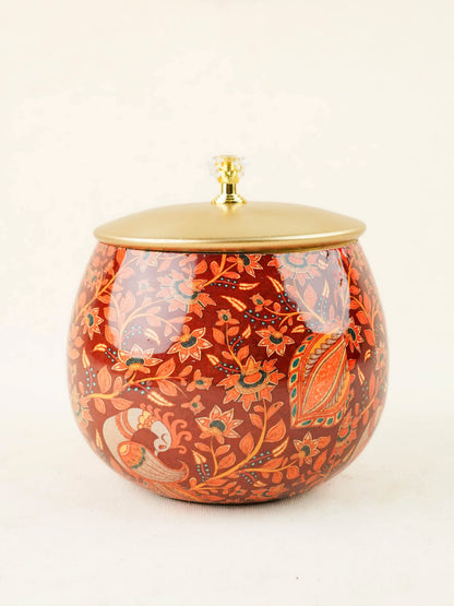 Mural Themed Metal Tray with Dry Fruit Jar and Diya Set - WL6061
