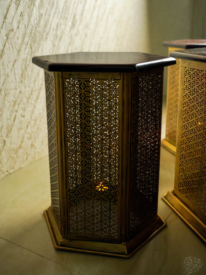 Coffee Centre Table with 4 Side Stools - Gold - WL6096