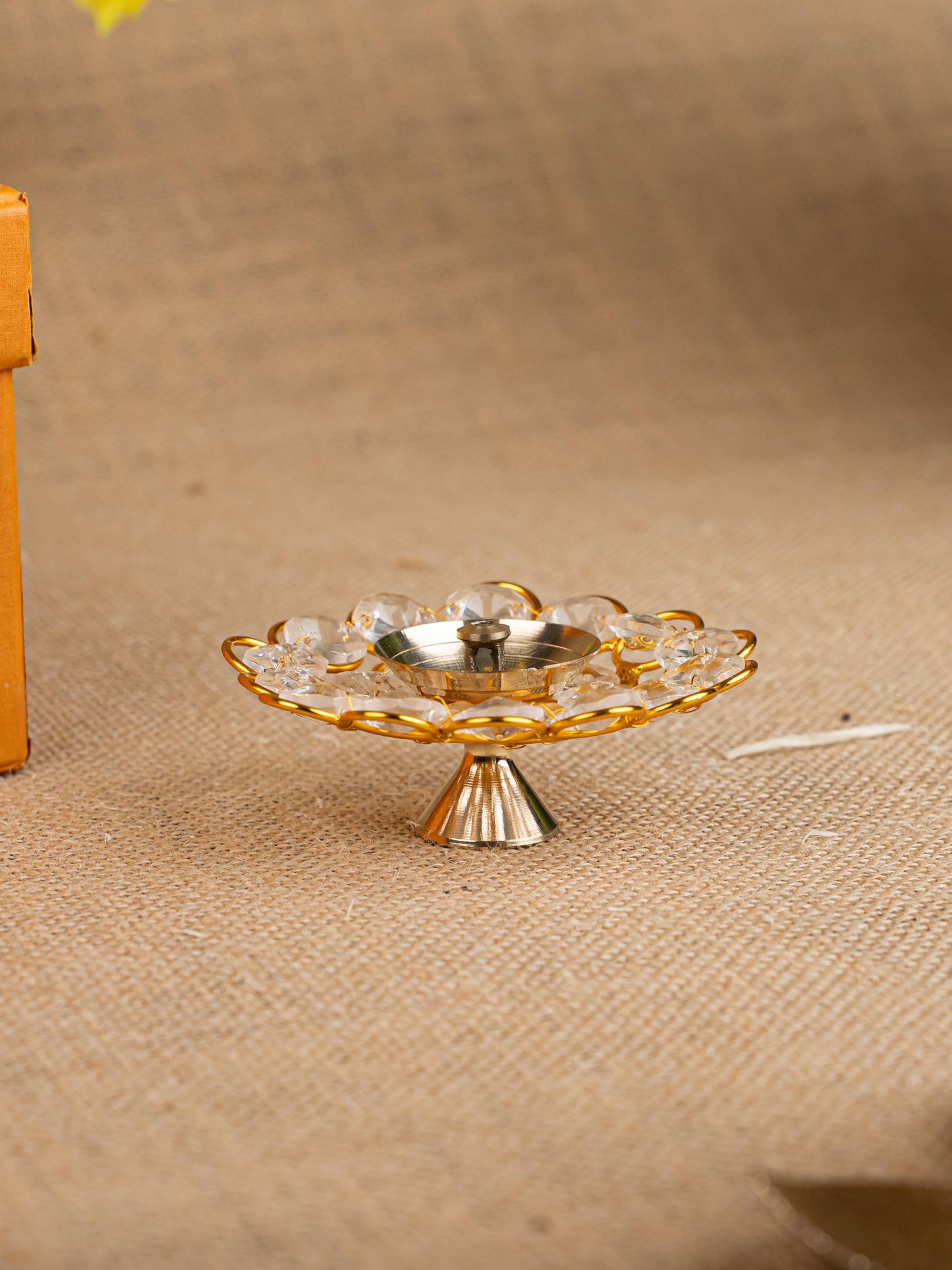 Gift Hamper - Metal Tray with Candle Holder and Crystal Diya - WMH0012