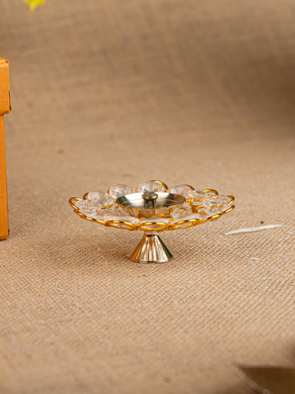 Gift Hamper - Metal Tray with Candle Holder and Crystal Diya - WMH0012