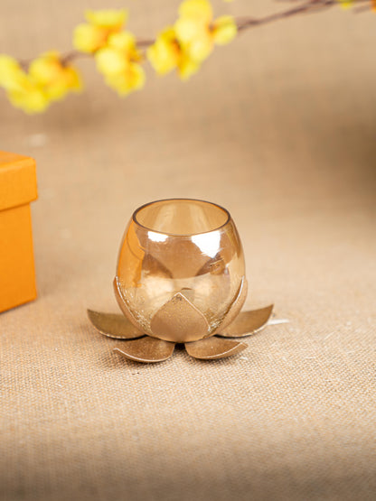 Gift Hamper - Metal Tray with Candle Holder and Crystal Diya - WMH0012