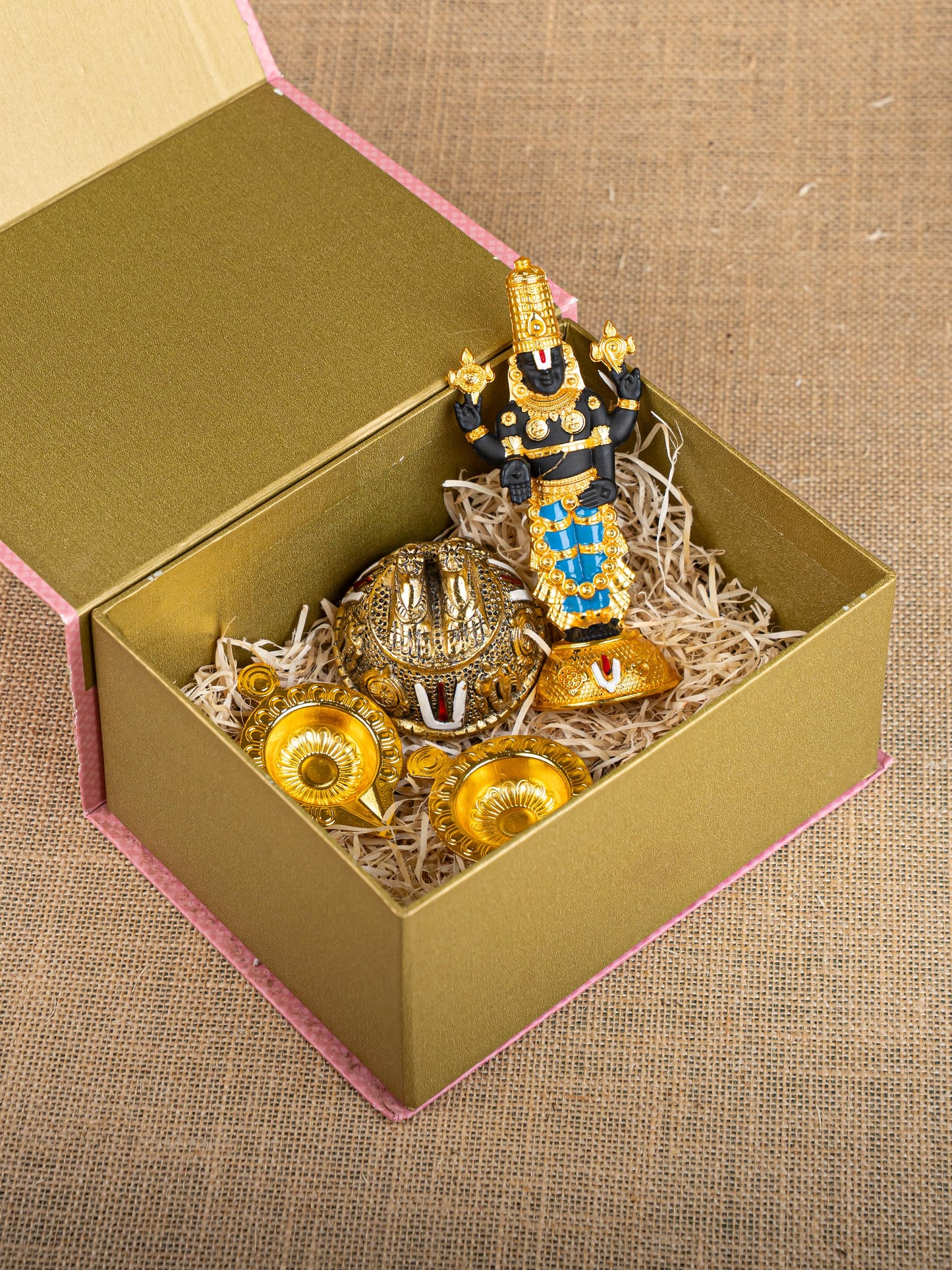 Gift Hamper - Balaji Idol with Balaji Paduka and Zinc Alloy Diya - WMH0016