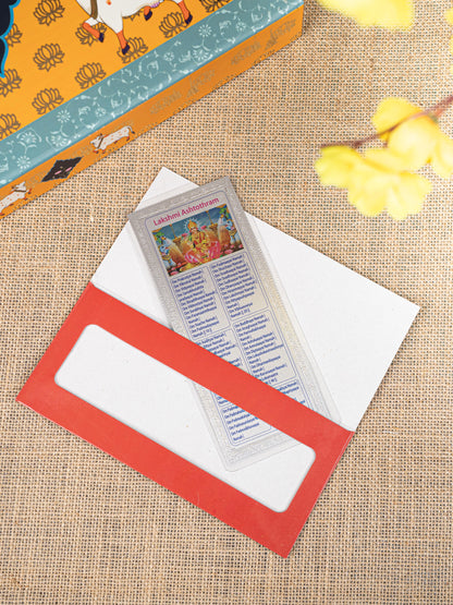 Gift Hamper - Meenakari Tray with Lakshmi Idol, Foil Card and Flower Diya - WMH0017