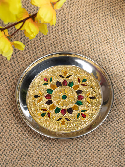Gift Hamper - Meenakari Plate with Crystal Diya and Cashews - WMH0018