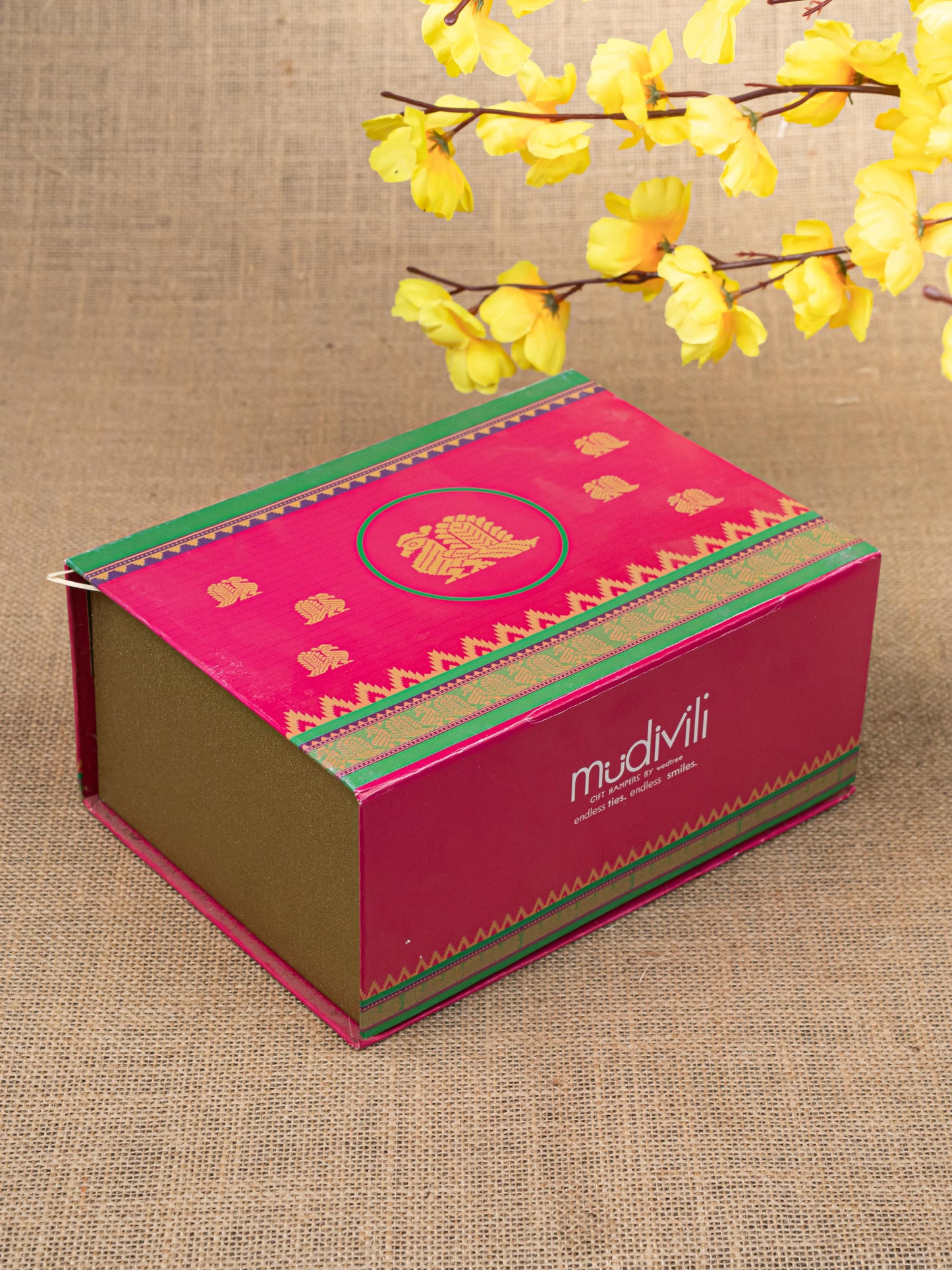 Gift Hamper - Meenakari Plate with Crystal Diya and Cashews - WMH0018