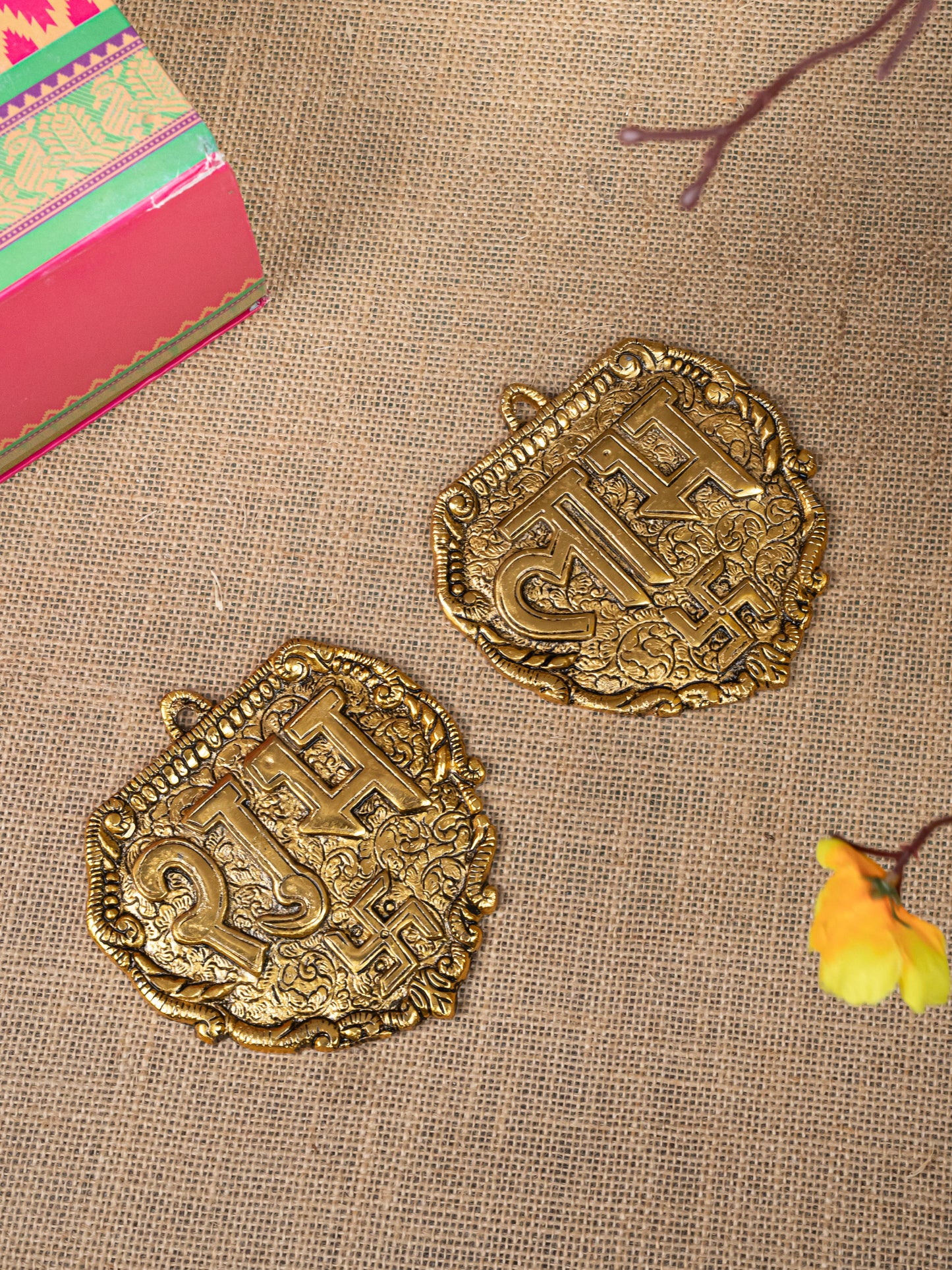 Gift Hamper - Shubh Laabh Plate with Sugarcane Tree and Flower Thoran - WMH0019