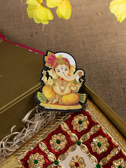 Gift Hamper - Manai with Ganesha Pooja Mandir and Fridge Magnet - WMH0024