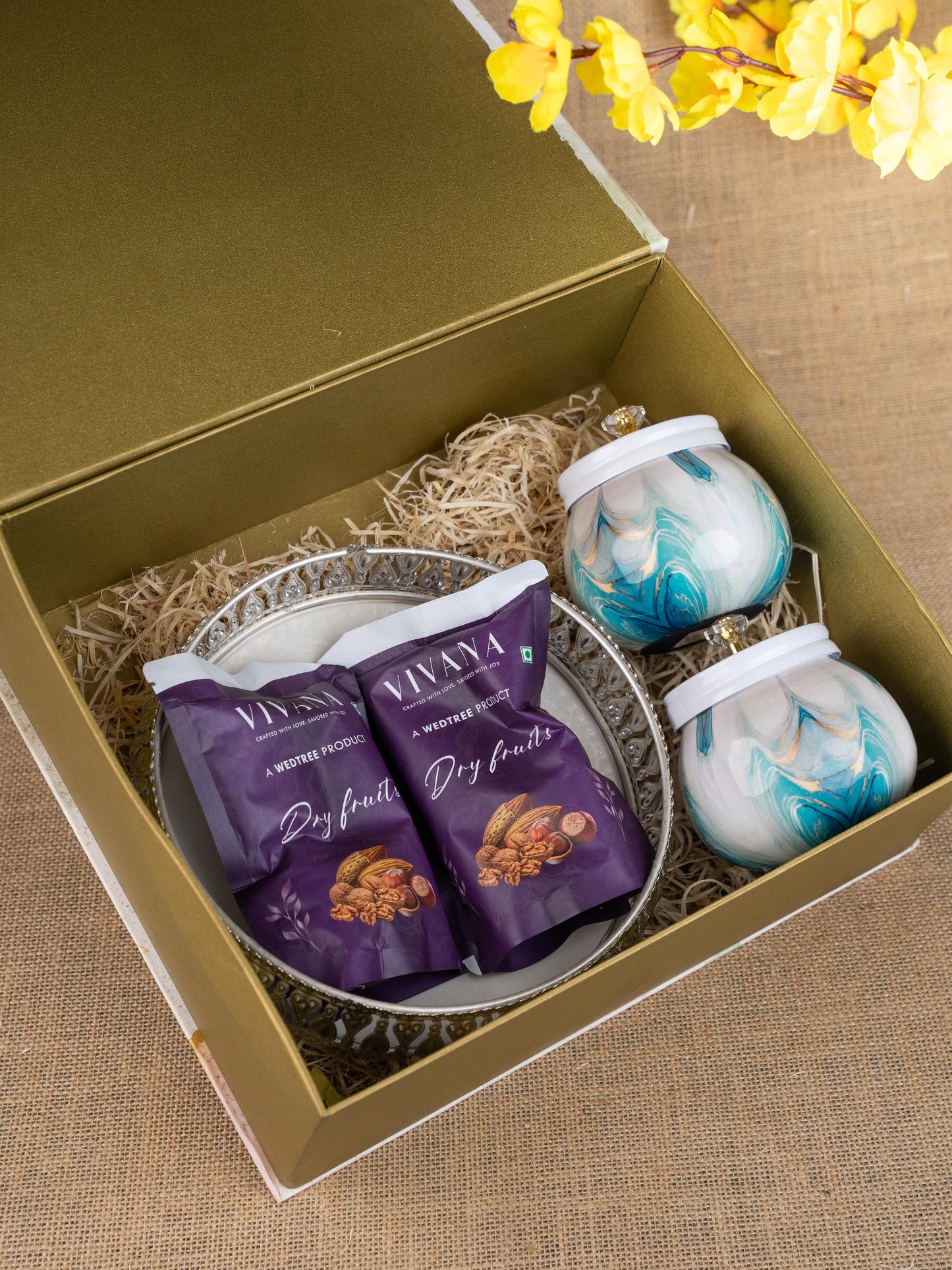 Gift Hamper - Bowl with Dry Fruit Jar and Dry Fruits - WMH0030