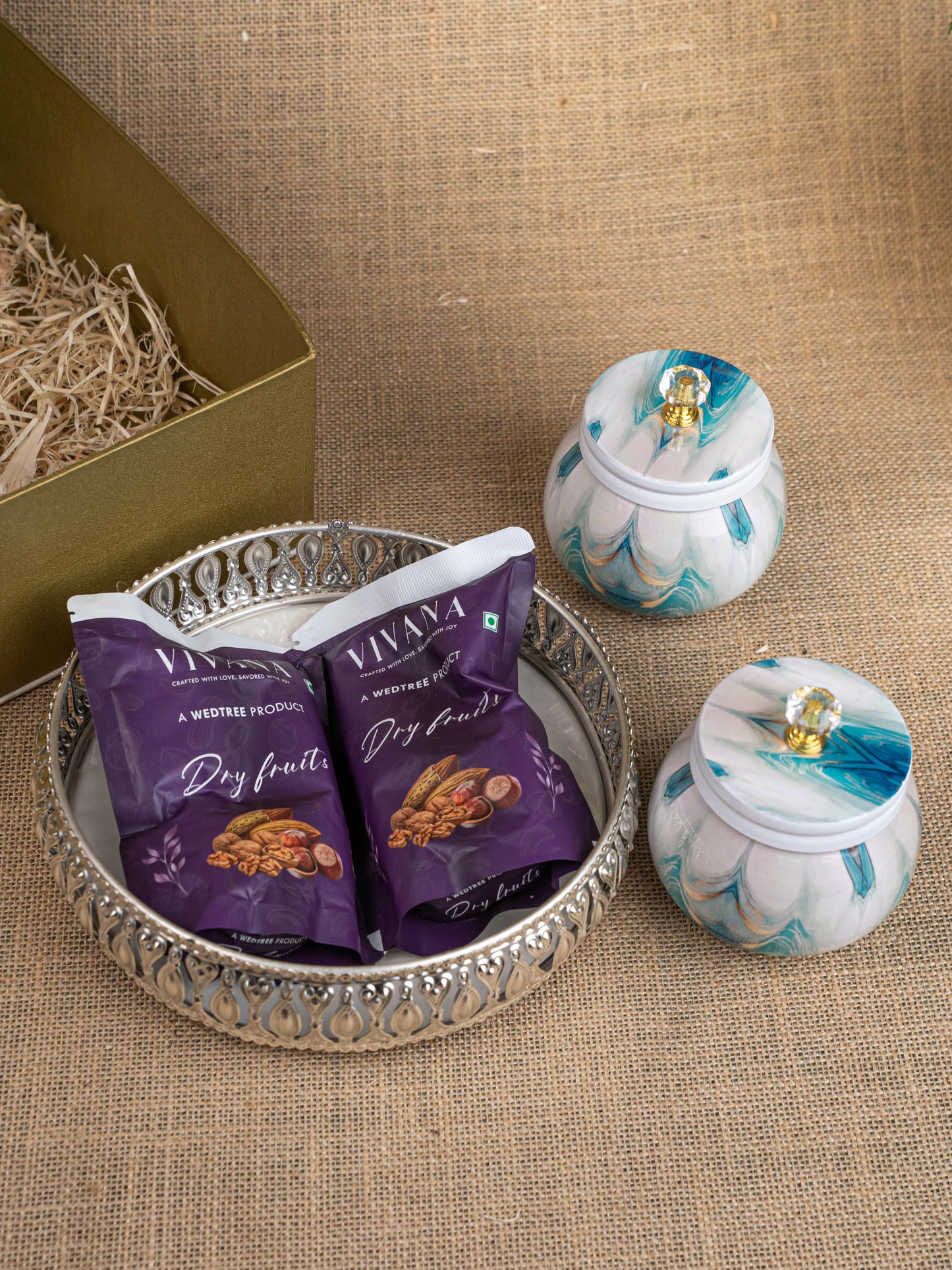 Gift Hamper - Bowl with Dry Fruit Jar and Dry Fruits - WMH0030
