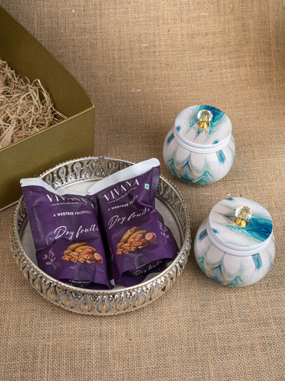 Gift Hamper - Bowl with Dry Fruit Jar and Dry Fruits - WMH0030
