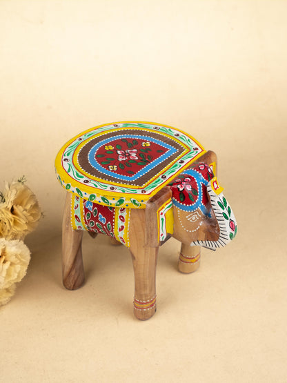 Hand Painted Elephant Stool - 7 inch - WL5223