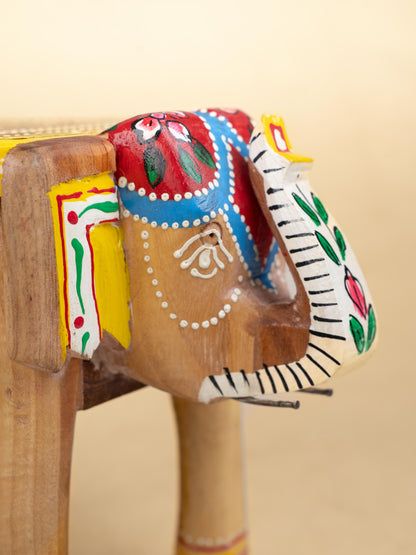 Hand Painted Elephant Stool - 7 inch - WL5223