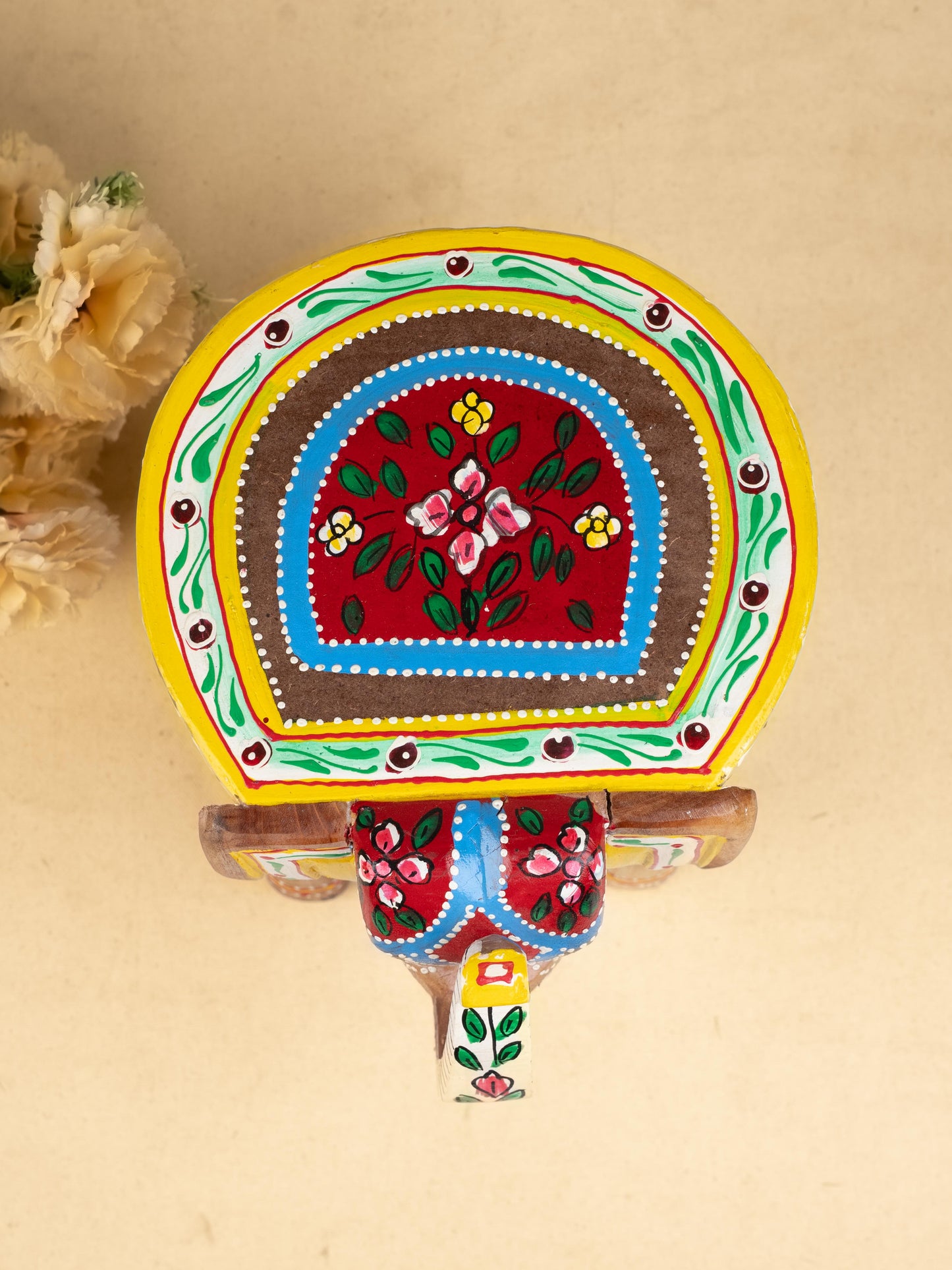 Hand Painted Elephant Stool - 7 inch - WL5223