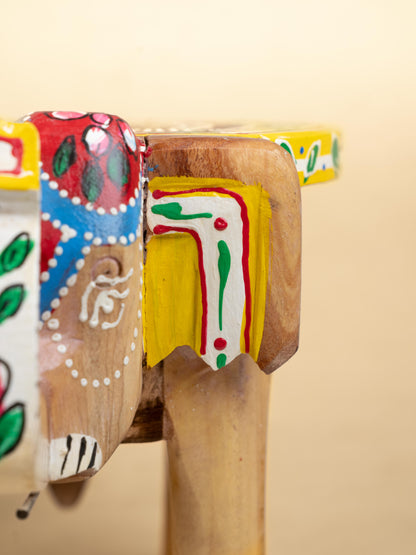 Hand Painted Elephant Stool - 7 inch - WL5223