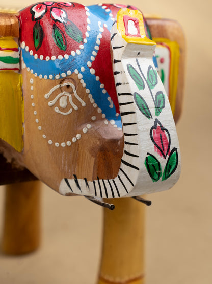 Hand Painted Elephant Stool - 7 inch - WL5223