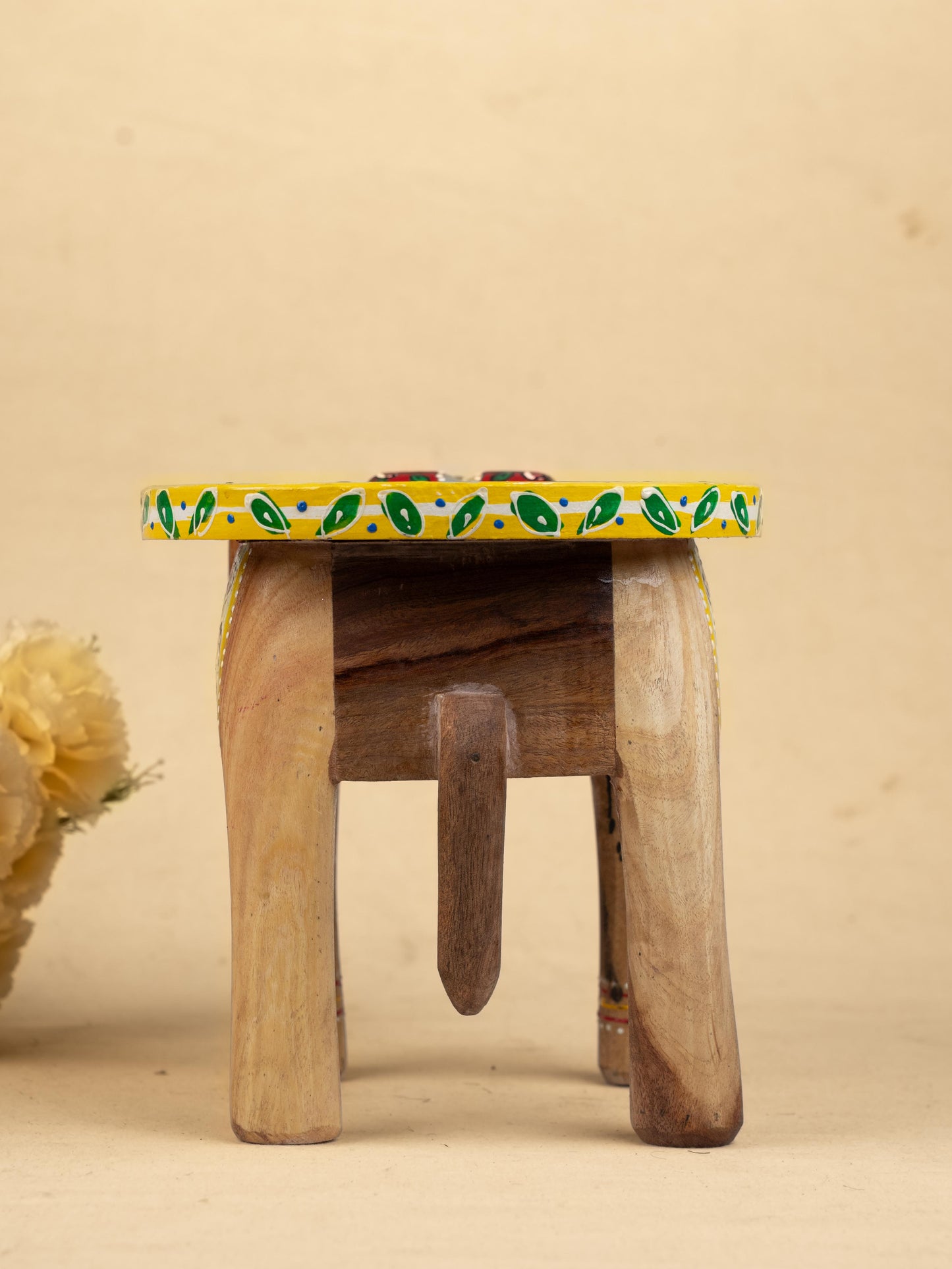 Hand Painted Elephant Stool - 7 inch - WL5223