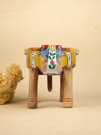 Hand Painted Elephant Stool - 7 inch - WL5223