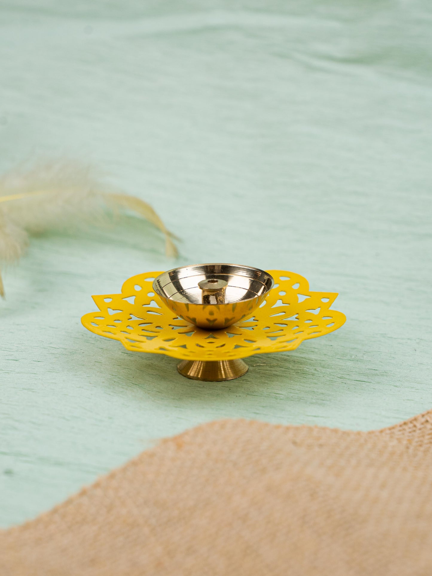 Hand Painted Brass Flower Shaped Diya - WBG1826-2