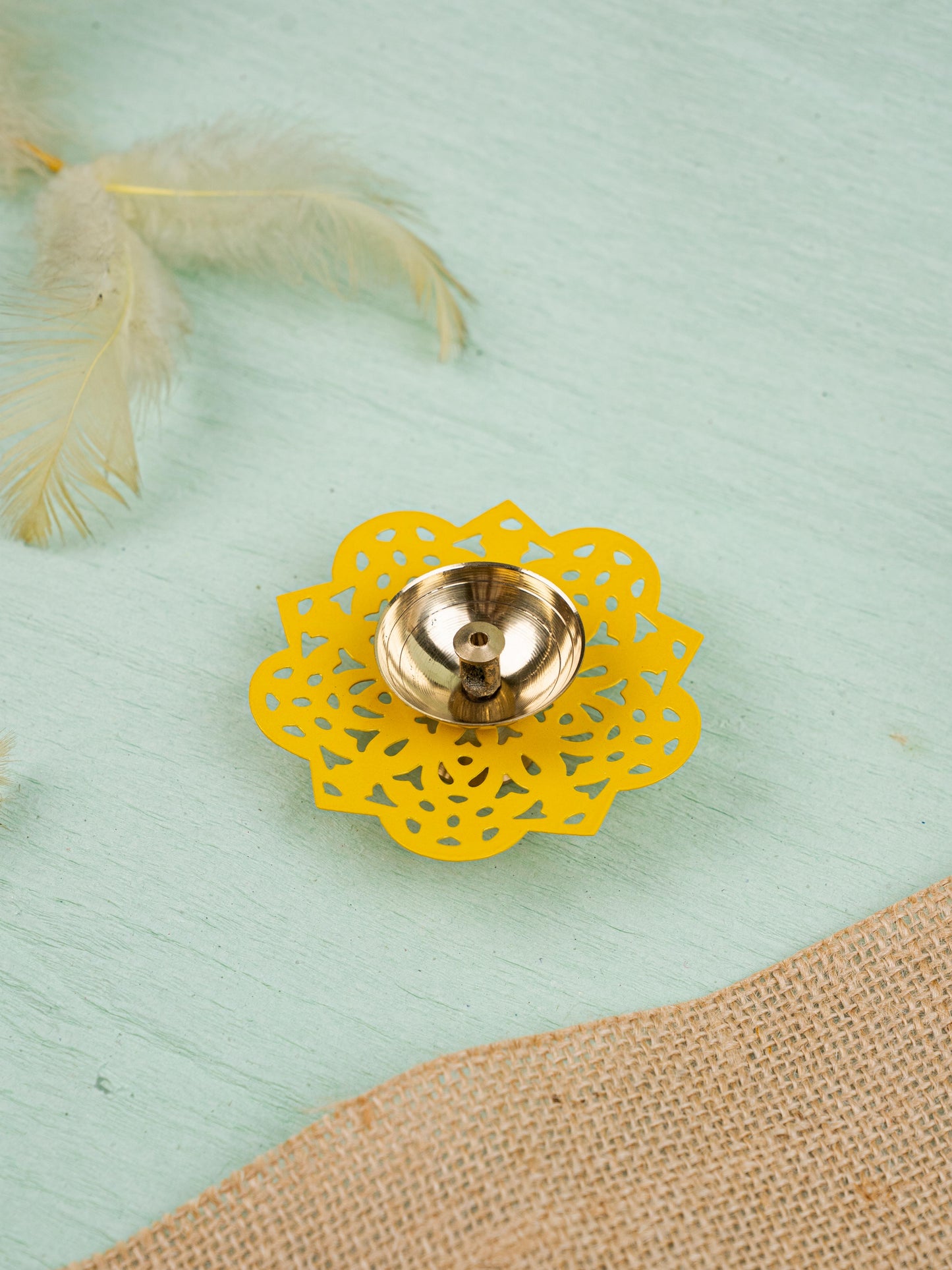 Hand Painted Brass Flower Shaped Diya - WBG1826-2