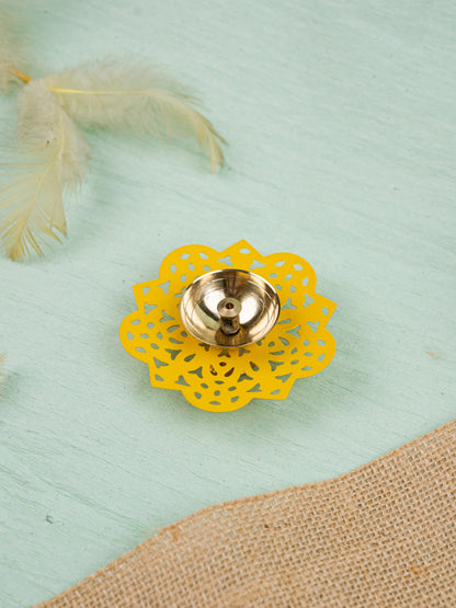 Hand Painted Brass Flower Shaped Diya - WBG1826-2