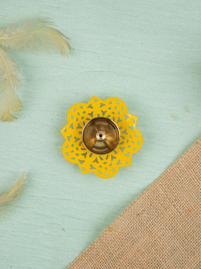 Hand Painted Brass Flower Shaped Diya - WBG1826-2