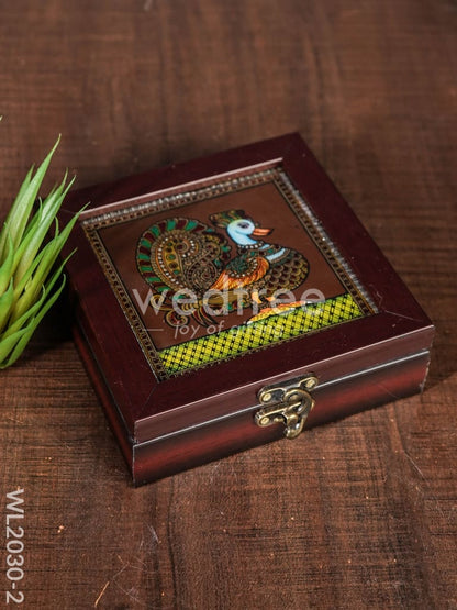 Acrylic Reverse Picture Jewelry Box - Tanjore Art Annapakshi1 - WL2030-2
