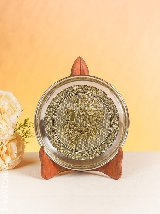 Annapakshi Oxidized Plate - 6 inch - Gold - WBG1594-1