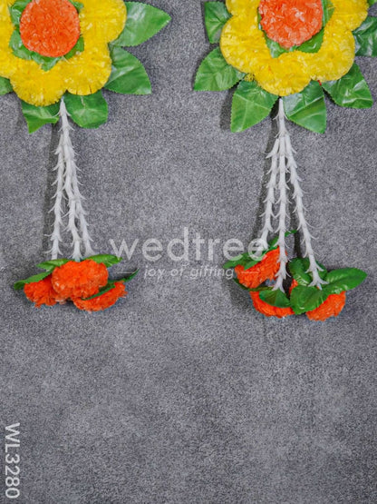 Artificial Flower with Leaf Wall Hanging - Set of 2 - WL3280