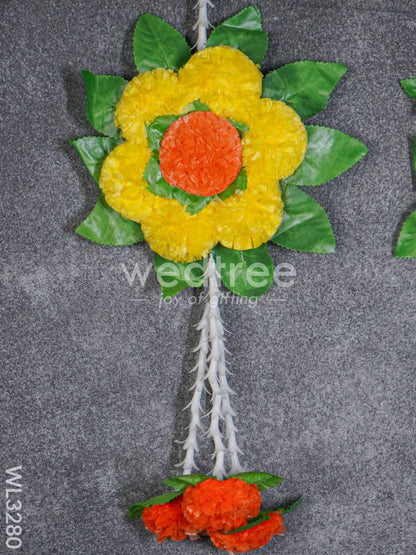 Artificial Flower with Leaf Wall Hanging - Set of 2 - WL3280