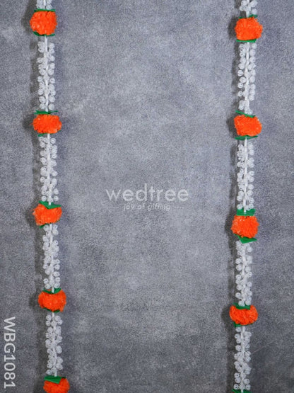 Artificial Marigold & White Flowers with Leaf Thoran - Set of 2 - WBG1081