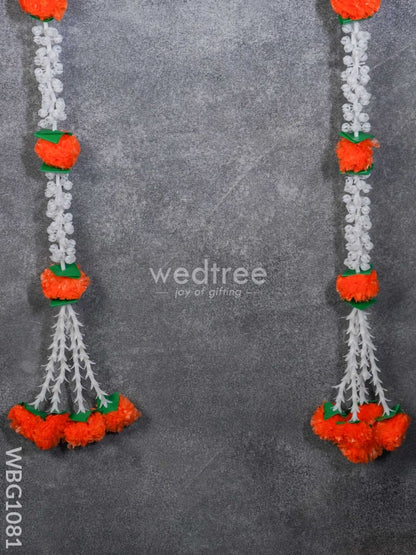 Artificial Marigold & White Flowers with Leaf Thoran - Set of 2 - WBG1081