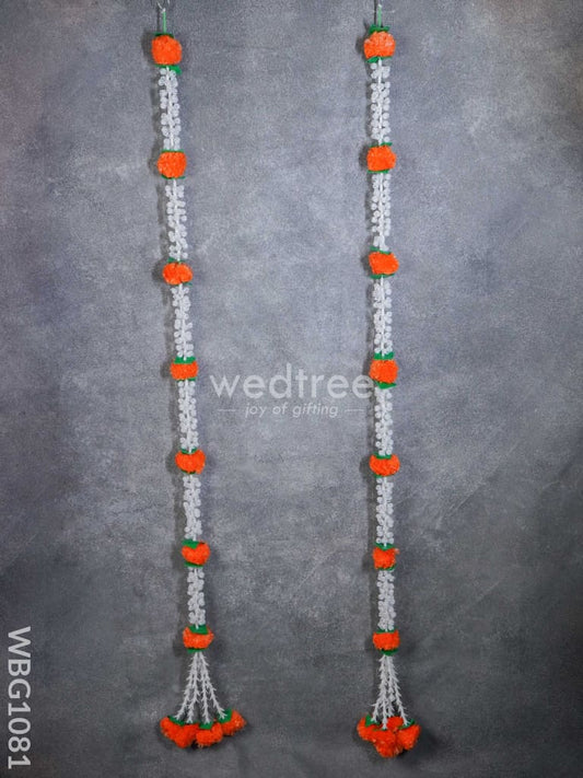 Artificial Marigold & White Flowers with Leaf Thoran - Set of 2 - WBG1081