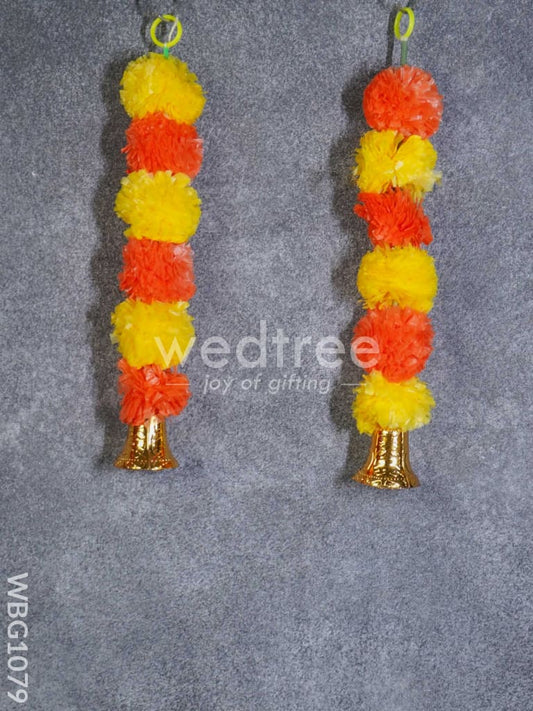 Artificial Mixed Color Marigold Flower Thoran with Bells - WBG1079