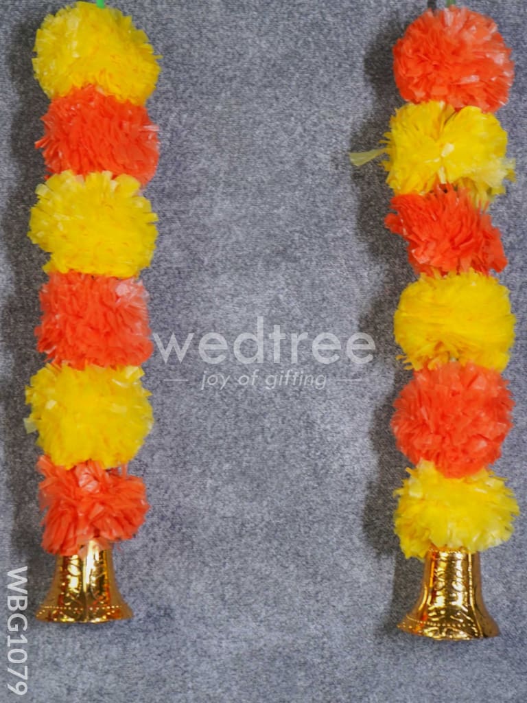 Artificial Mixed Color Marigold Flower Thoran with Bells - WBG1079