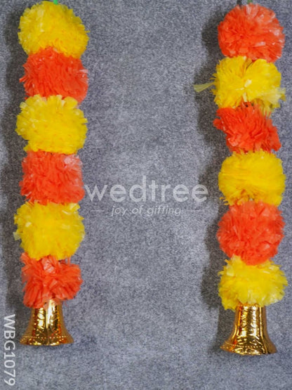 Artificial Mixed Color Marigold Flower Thoran with Bells - WBG1079