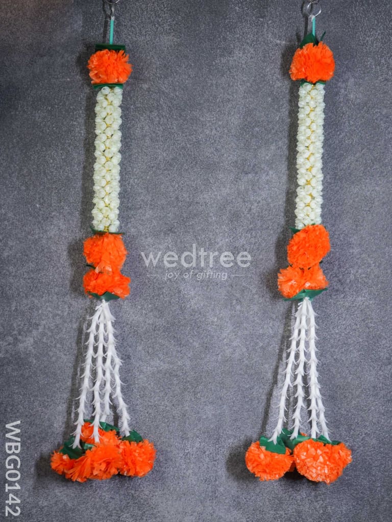 Artificial Orange Marigold Flower Thoran - Set of 2 - WBG0142