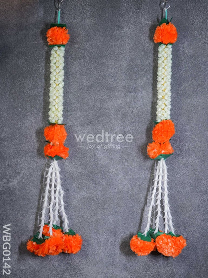 Artificial Orange Marigold Flower Thoran - Set of 2 - WBG0142