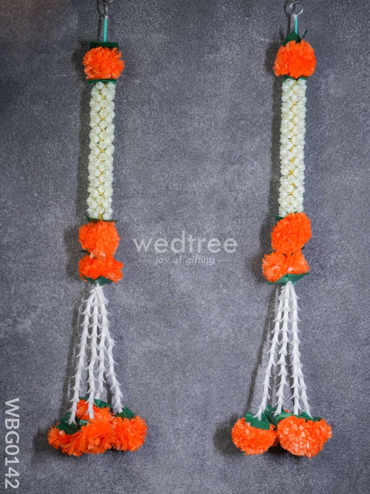 Artificial Orange Marigold Flower Thoran - Set of 2 - WBG0142