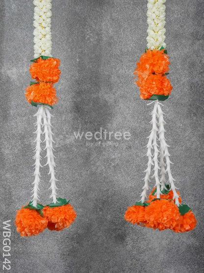 Artificial Orange Marigold Flower Thoran - Set of 2 - WBG0142